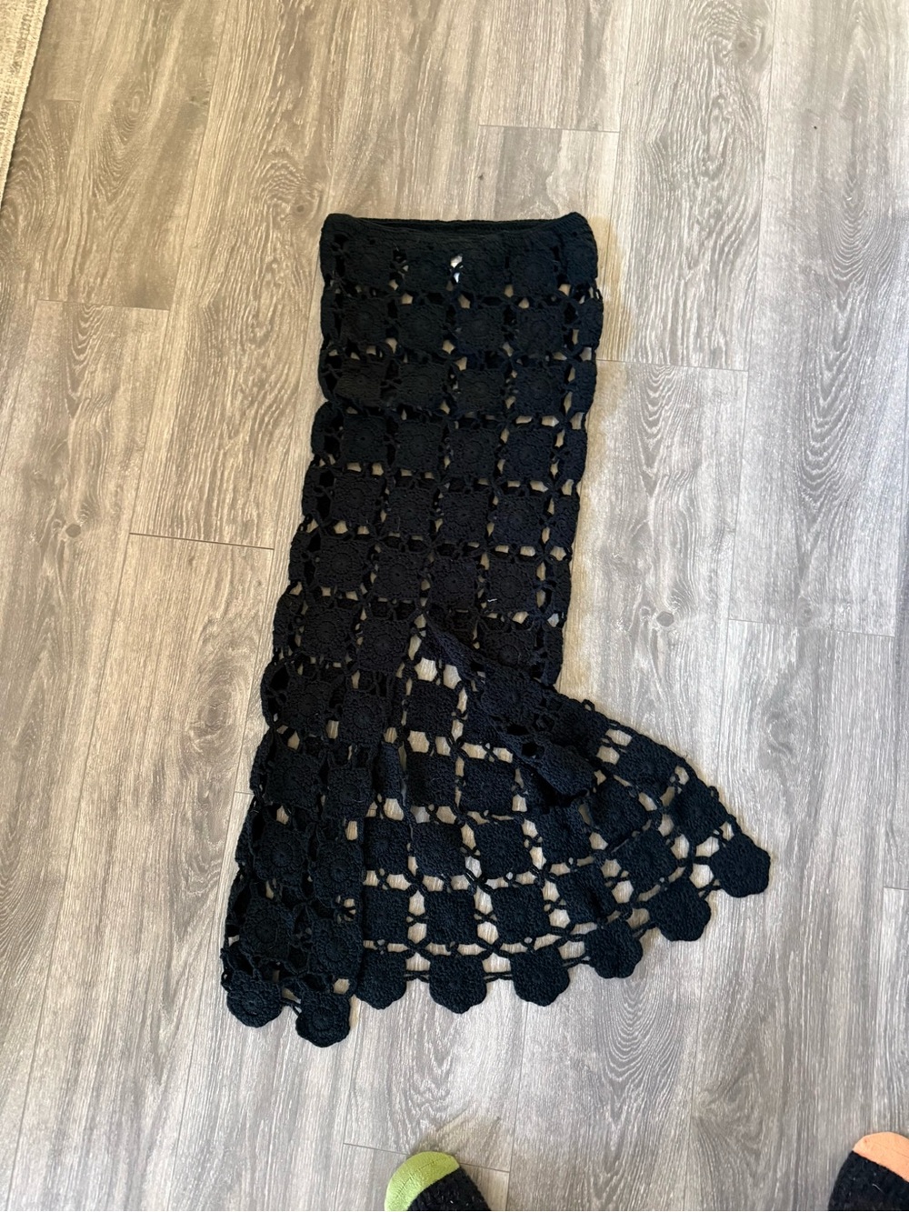 VICI Crochet Knit Maxi Skirt Black Boho Beach Resort Cover Up Medium - Picture 4 of 7